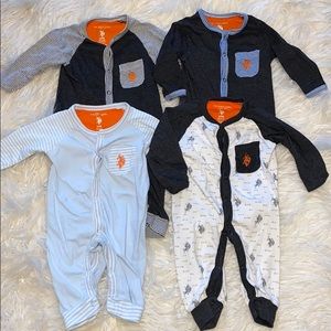 4-pack bundle Polo footless onesie 3-6 months